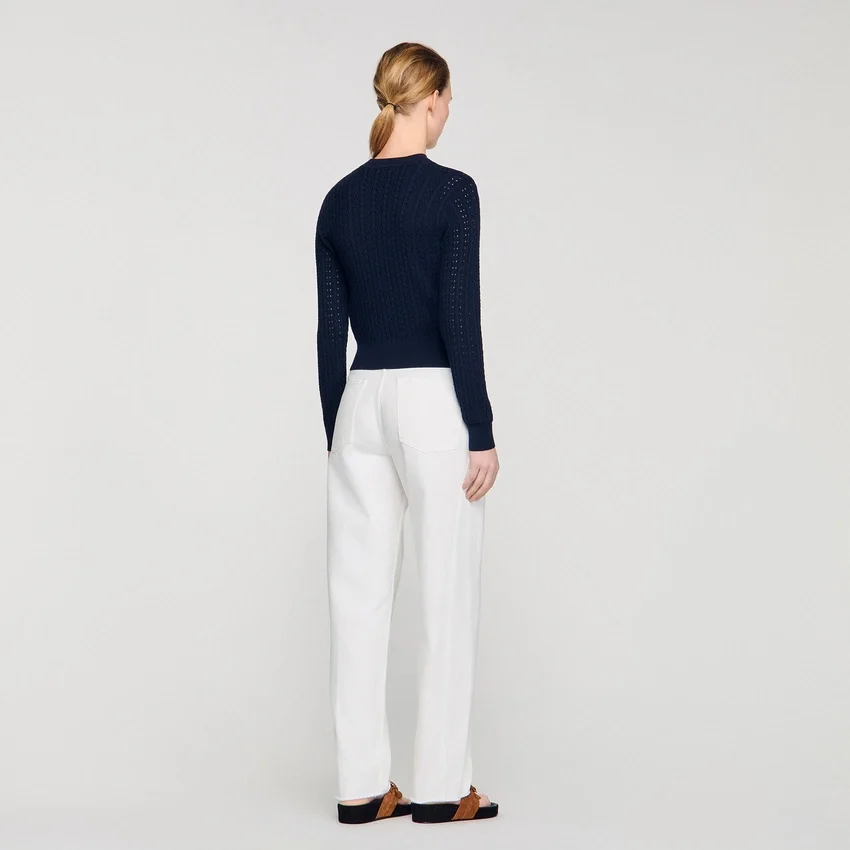 Cropped textured knit cardigan Cropped textured knit cardigan