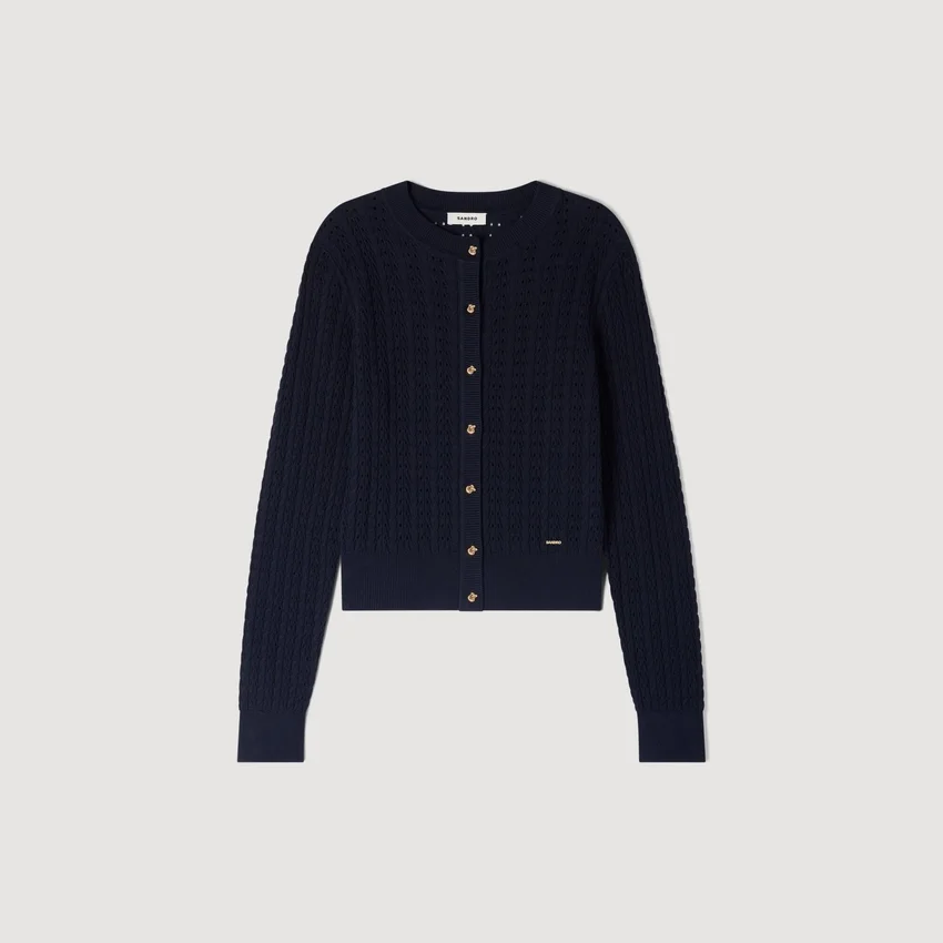 Cropped textured knit cardigan Cropped textured knit cardigan