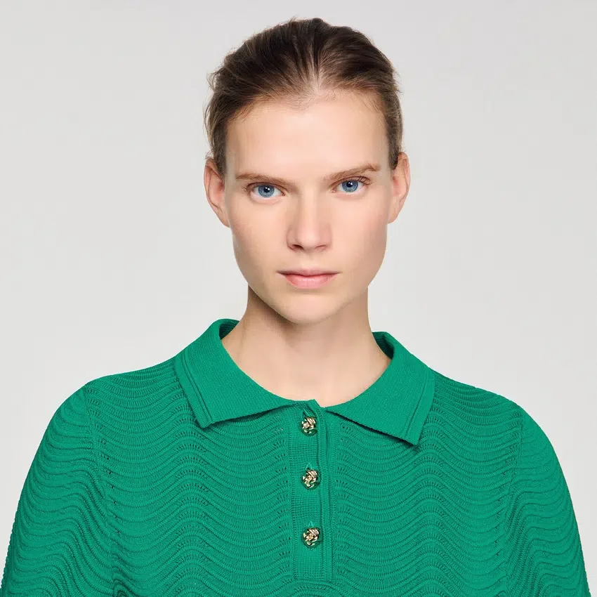 Decorative knit polo-neck sweater Decorative knit polo-neck sweater