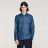 Denim-effect cotton and linen shirt Denim-effect cotton and linen shirt