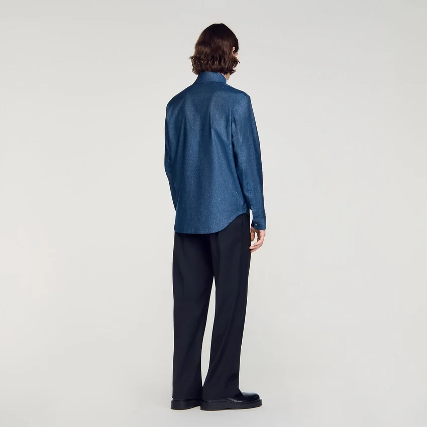 Denim-effect cotton and linen shirt Denim-effect cotton and linen shirt