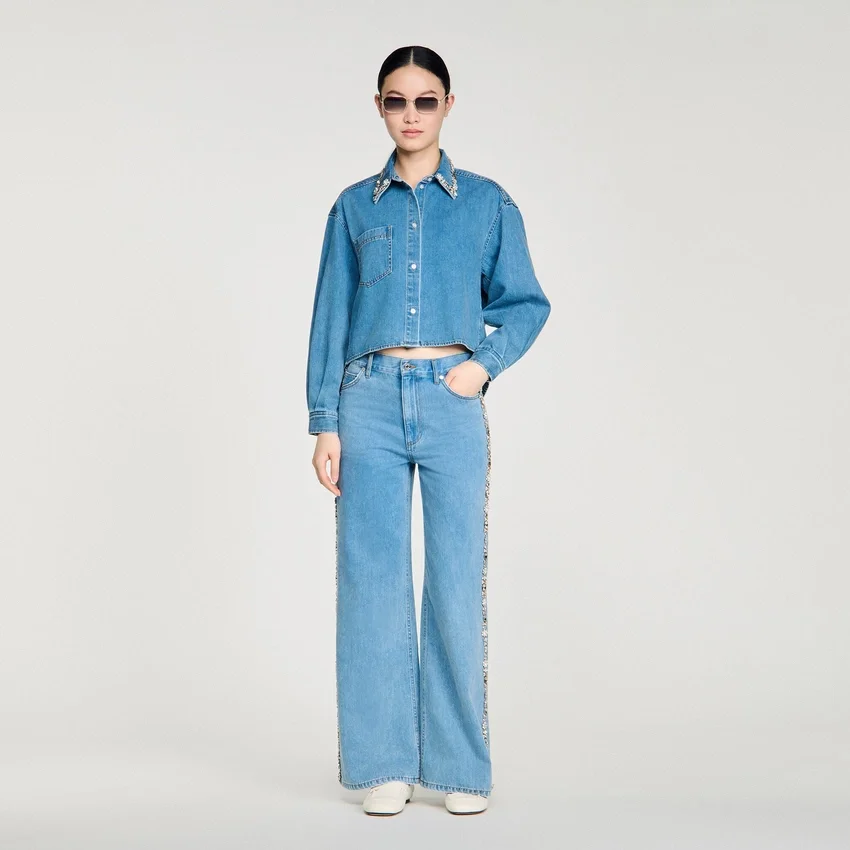 Denim shirt with rhinestones Denim shirt with rhinestones
