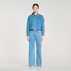 Denim shirt with rhinestones