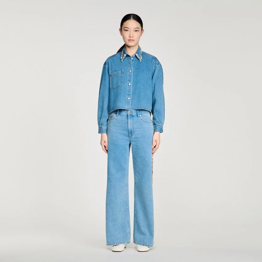 Denim shirt with rhinestones Denim shirt with rhinestones