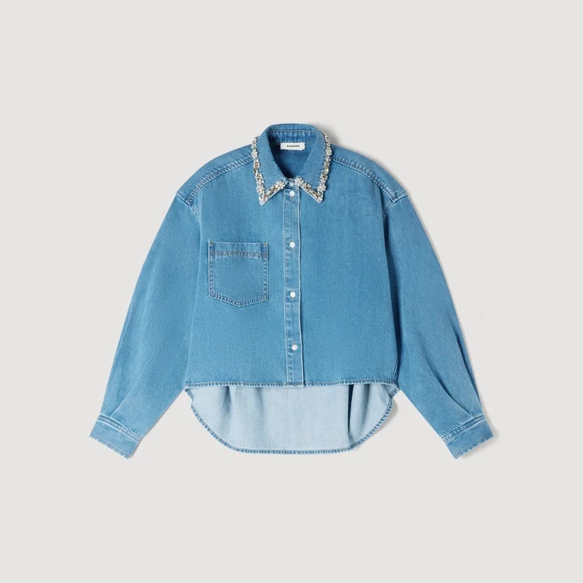 Denim shirt with rhinestones Denim shirt with rhinestones