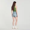 Denim shorts with leather detail Denim shorts with leather detail