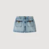 Denim shorts with leather detail Denim shorts with leather detail