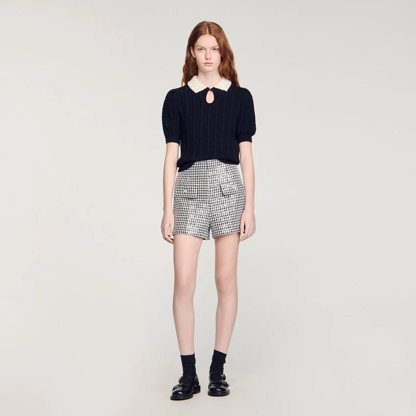 Detachable collar cable knit sweater Detachable collar cable knit sweater