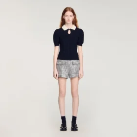 Detachable collar cable knit sweater