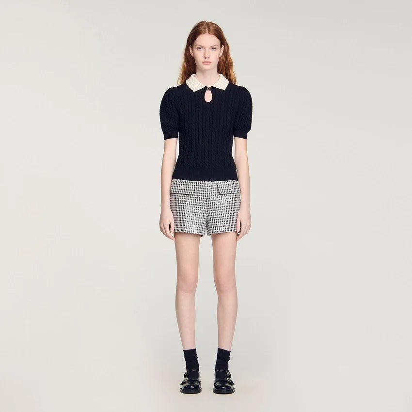 Detachable collar cable knit sweater Detachable collar cable knit sweater