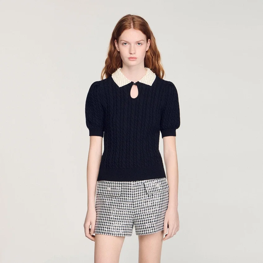 Detachable collar cable knit sweater Detachable collar cable knit sweater