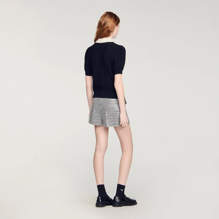 Detachable collar cable knit sweater Detachable collar cable knit sweater