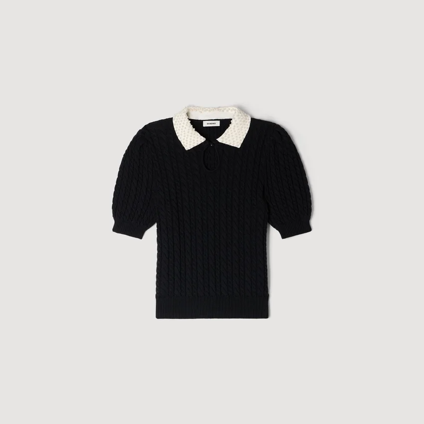 Detachable collar cable knit sweater Detachable collar cable knit sweater