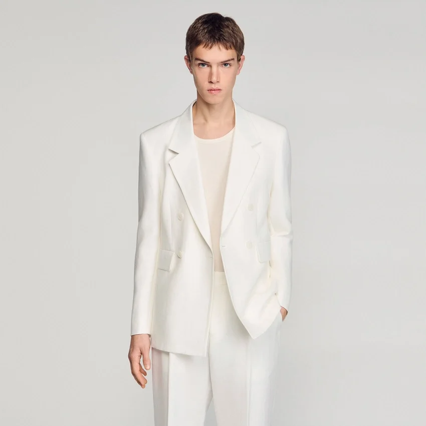 Double-breasted linen suit jacket Double-breasted linen suit jacket