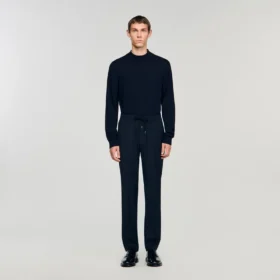 Elasticated straight-leg trousers