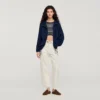 Embroidered collar oversized jacket