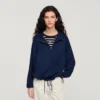 Embroidered collar oversized jacket