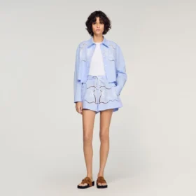 Embroidered cotton shorts