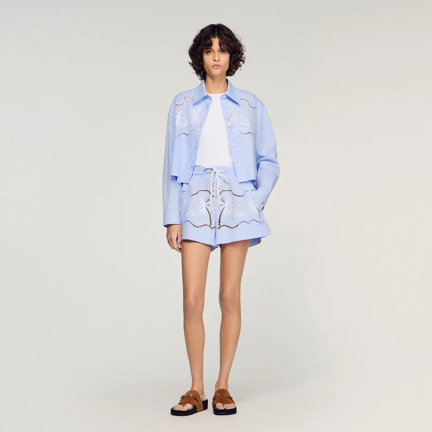 Embroidered cotton shorts Embroidered cotton shorts