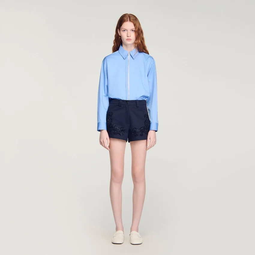 Embroidered cotton shorts Embroidered cotton shorts