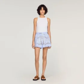 Embroidered cotton shorts