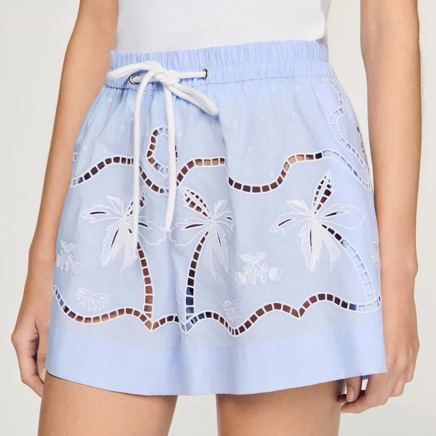 Embroidered cotton shorts Embroidered cotton shorts