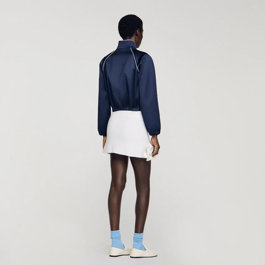 Embroidered cropped satin jacket Embroidered cropped satin jacket