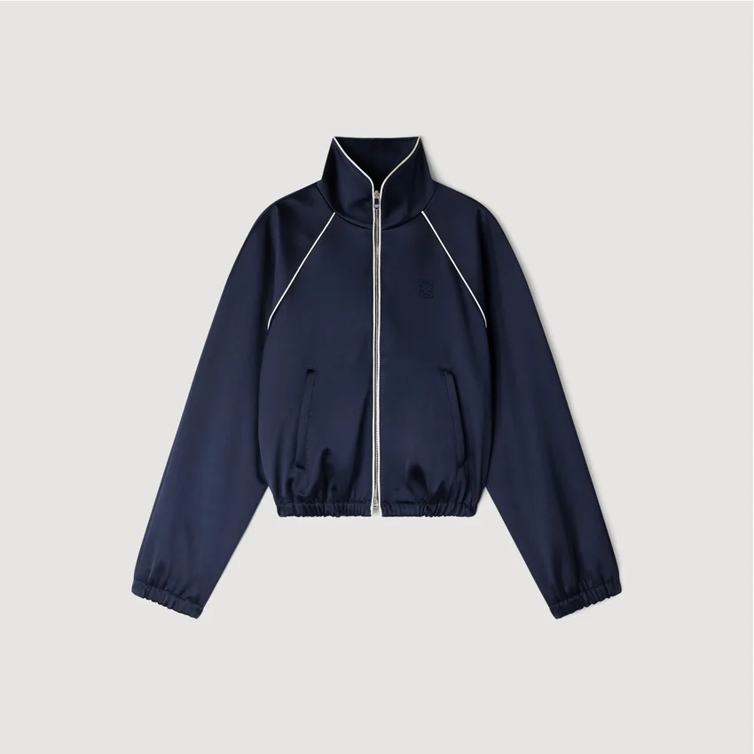 Embroidered cropped satin jacket Embroidered cropped satin jacket