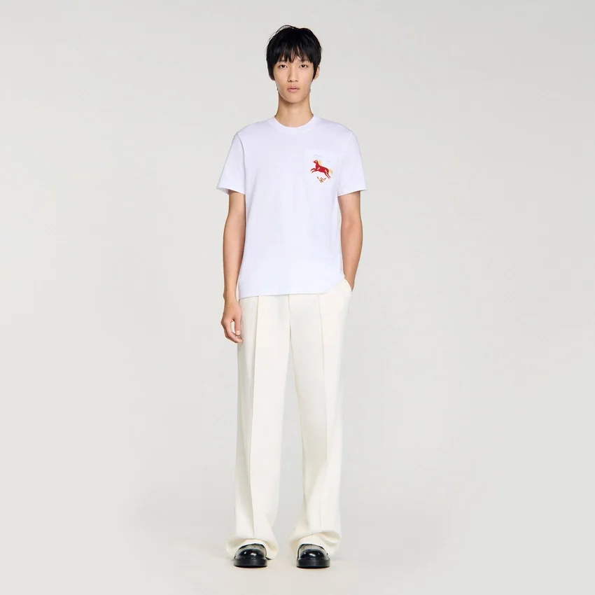 Embroidered horse cotton T-shirt Embroidered horse cotton T-shirt