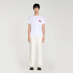 Embroidered horse cotton T-shirt