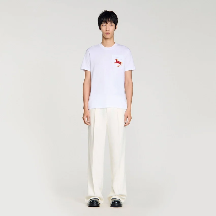 Embroidered horse cotton T-shirt Embroidered horse cotton T-shirt