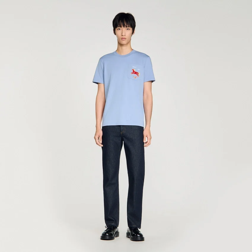 Embroidered horse cotton T-shirt Embroidered horse cotton T-shirt