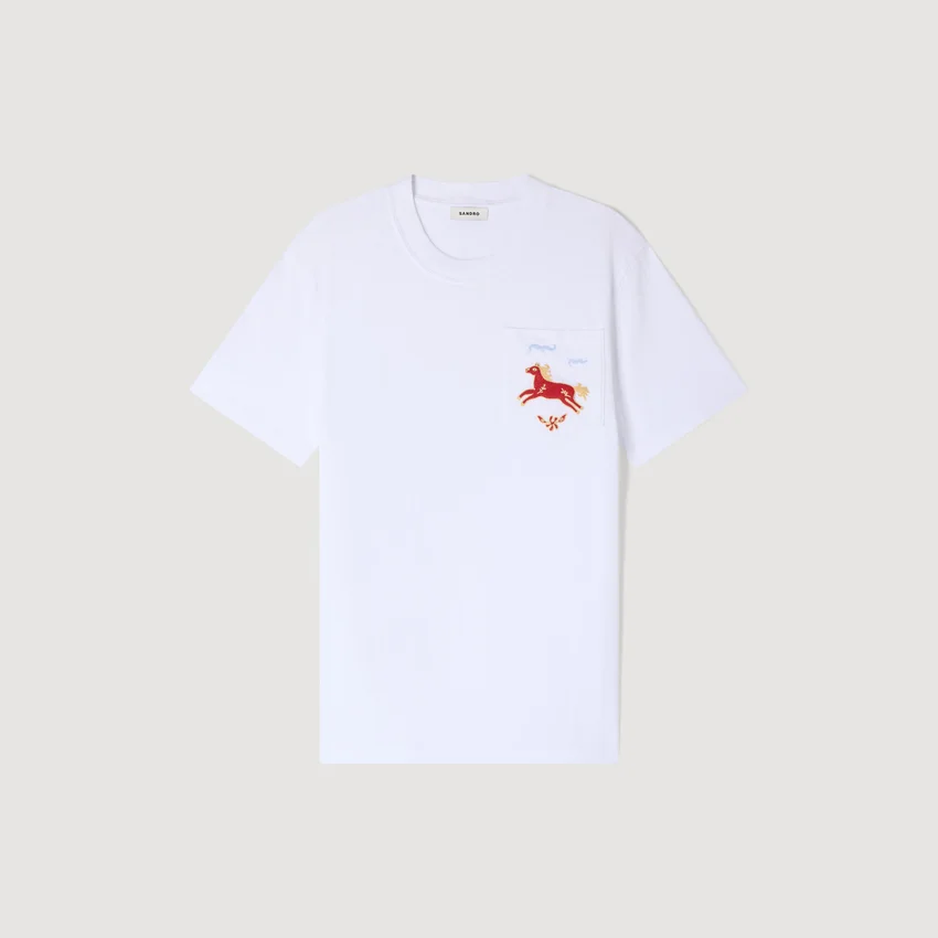 Embroidered horse cotton T-shirt Embroidered horse cotton T-shirt