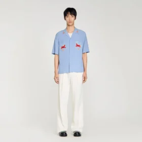 Embroidered horse loose-fit shirt