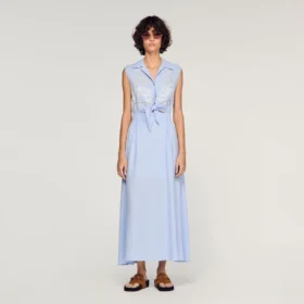 Embroidered linen maxi dress