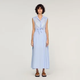 Embroidered linen maxi dress