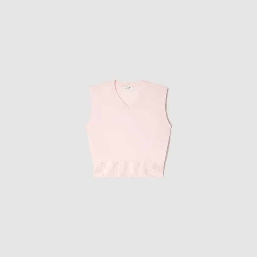 Embroidered short wool cashmere vest Embroidered short wool cashmere vest