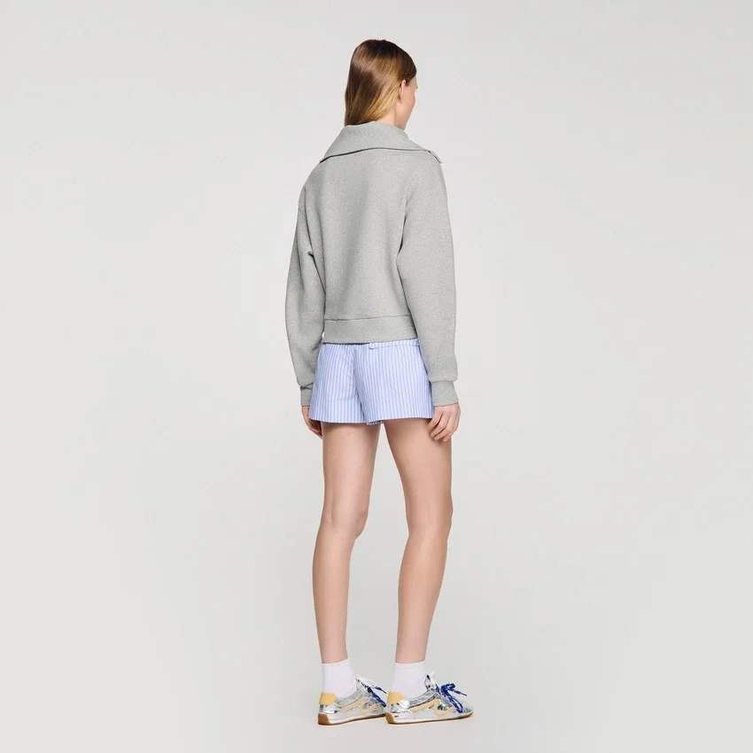 Embroidered split neck sweatshirt Embroidered split neck sweatshirt