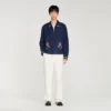 Embroidered wing collar jacket