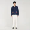 Embroidered wing collar jacket