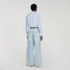 Faded straight crystal patch jeans