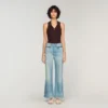 Faded straight zipped cotton jeans Faded straight zipped cotton jeans