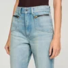 Faded straight zipped cotton jeans Faded straight zipped cotton jeans