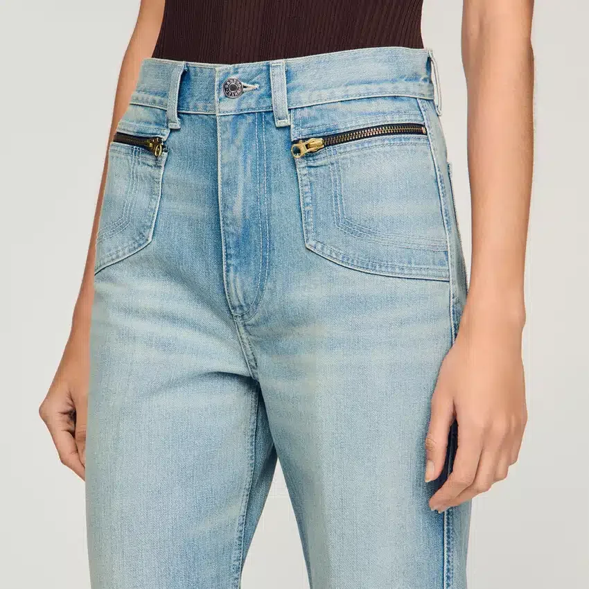Faded straight zipped cotton jeans Faded straight zipped cotton jeans