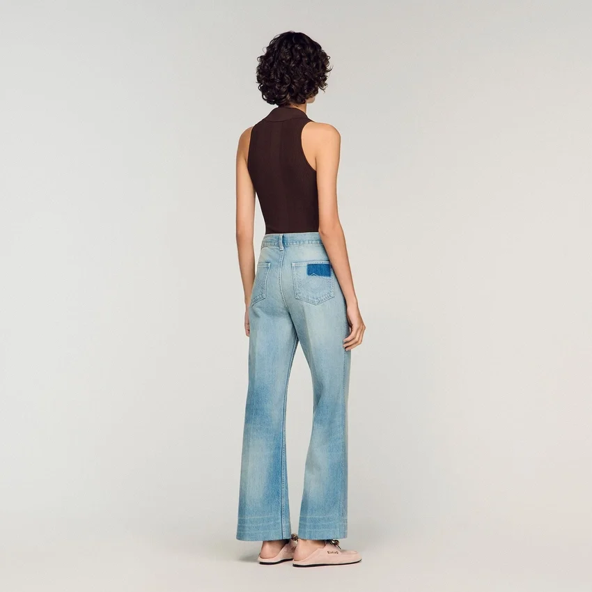 Faded straight zipped cotton jeans Faded straight zipped cotton jeans