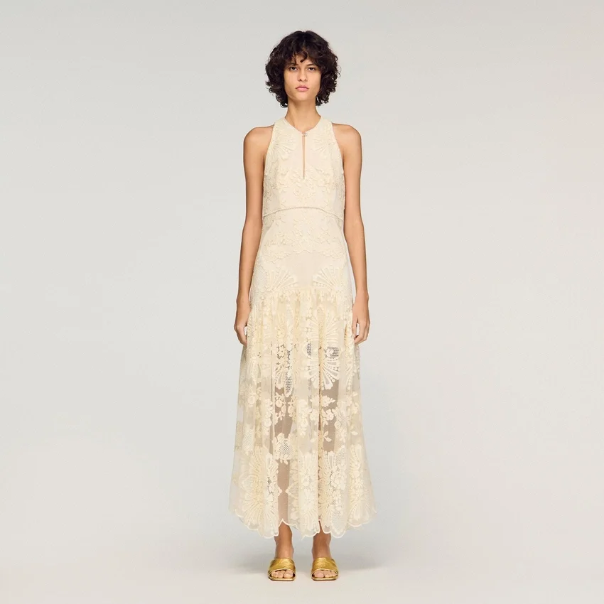 Floral cotton guipure maxi dress Floral cotton guipure maxi dress