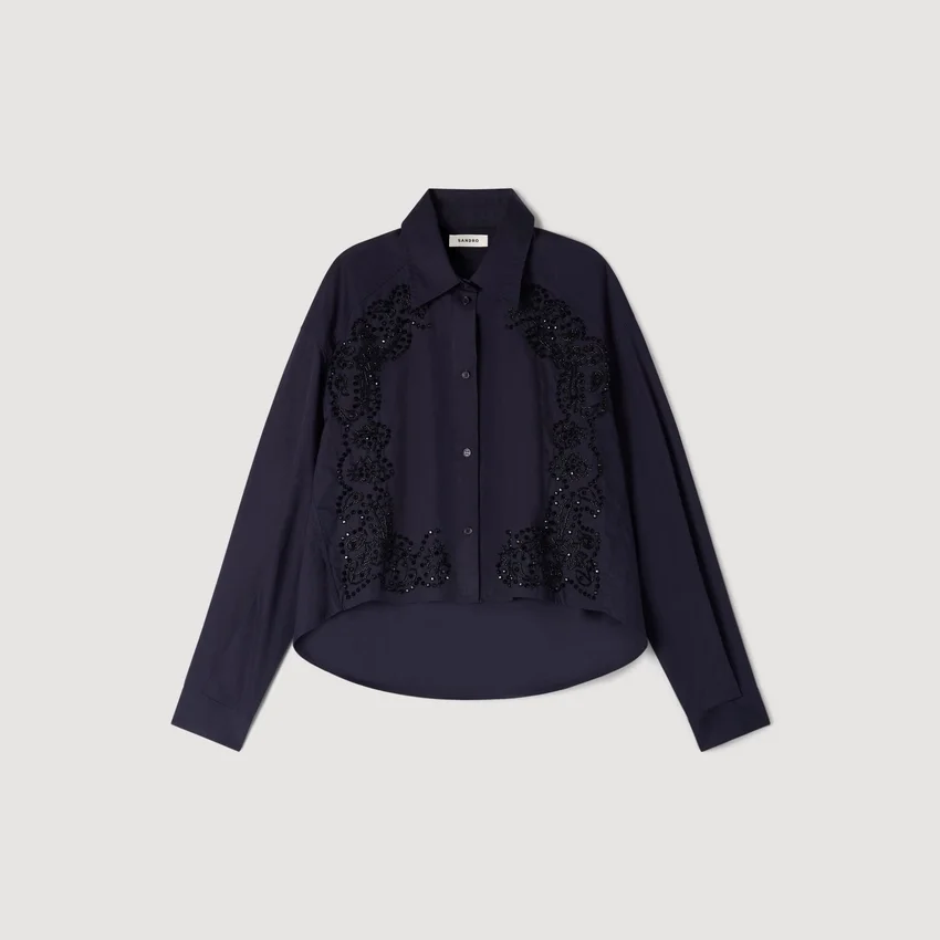 Floral embroidered cotton shirt Floral embroidered cotton shirt
