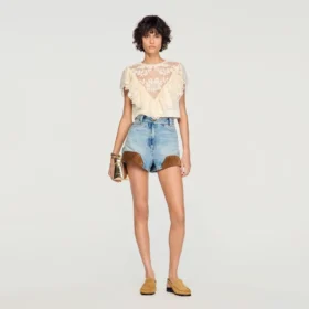 Floral guipure crop top
