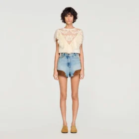 Floral guipure crop top