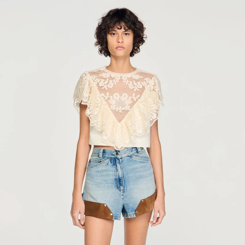 Floral guipure crop top Floral guipure crop top